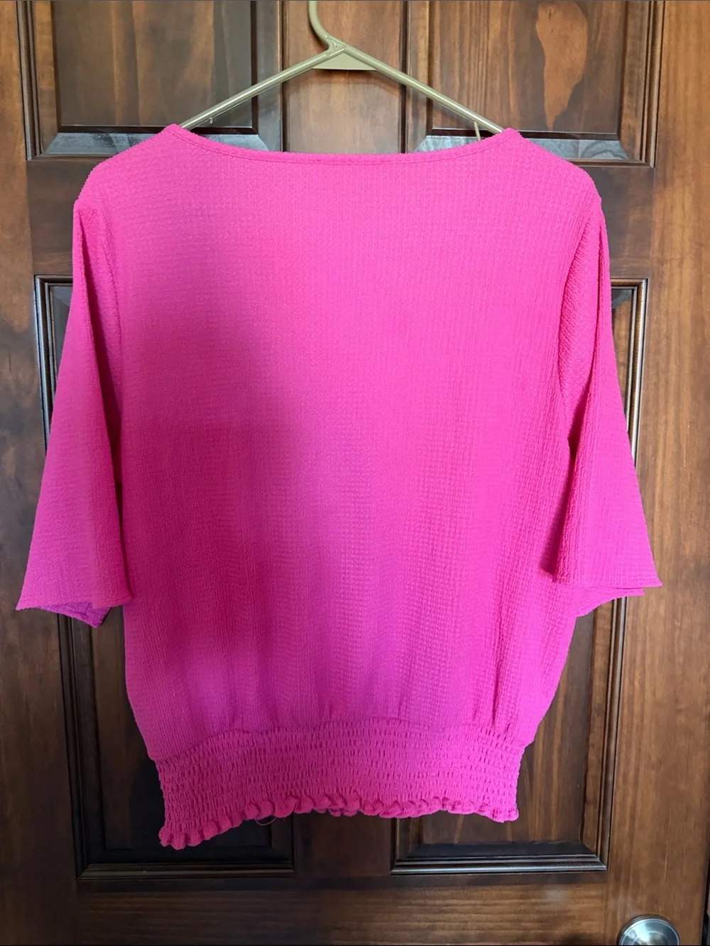 Michael Kors Hot Pink Textured Short Sleeve Top